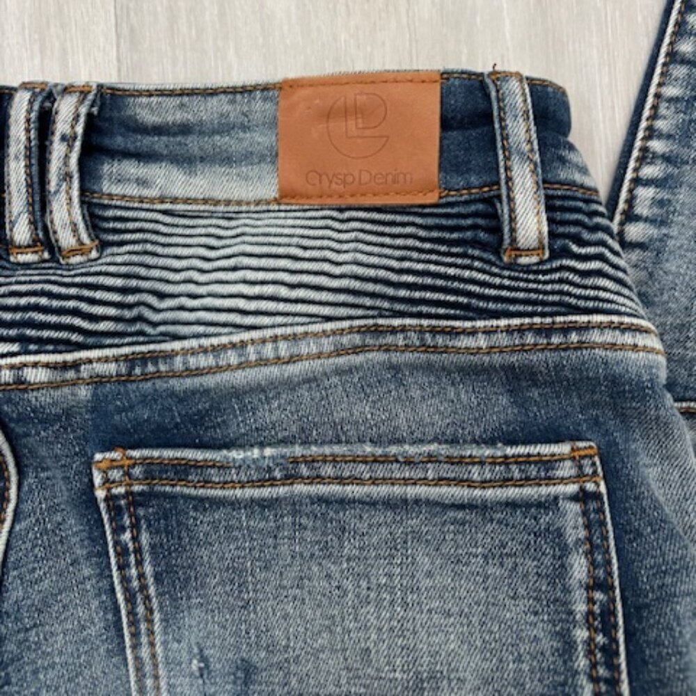 Crysp Denim by Buckle Distressed Skinny Moto Jeans - size 28 - Picture 3 of 7